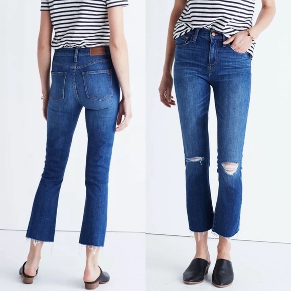 MADEWELL 10" High Riser Cali Demi Boot Jeans Donovan Medium Wash Distressed 26 - Picture 1 of 10